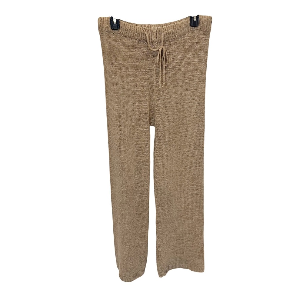 SNDYS Celeste Knit‎ Pants Tan Drawstring Straight Leg Beachy Chic - Size Large